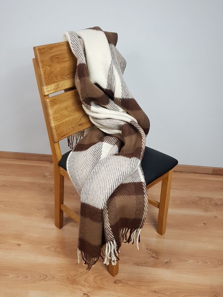 Deka z ovčí vlny béžovo hnědá s třásněmi 130 x 210 cm VÝPRODEJ
