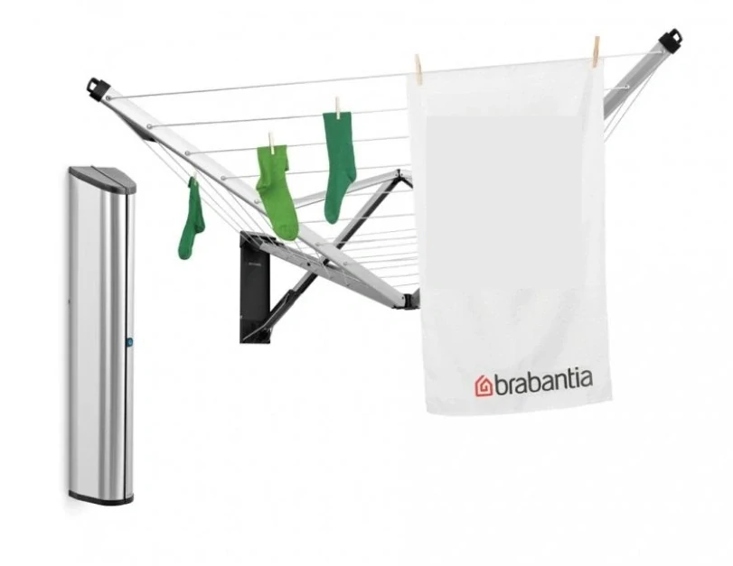 Brabantia Zahradní sušák WallFix šedý s ochranným boxem nerez