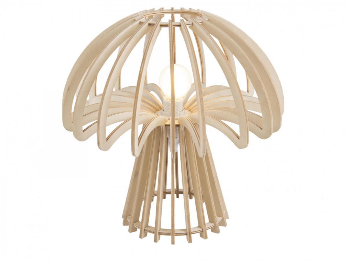 Dřevěná stolní lampa Traditional Mushroom přírodní Leitmotiv VÝPRODEJ