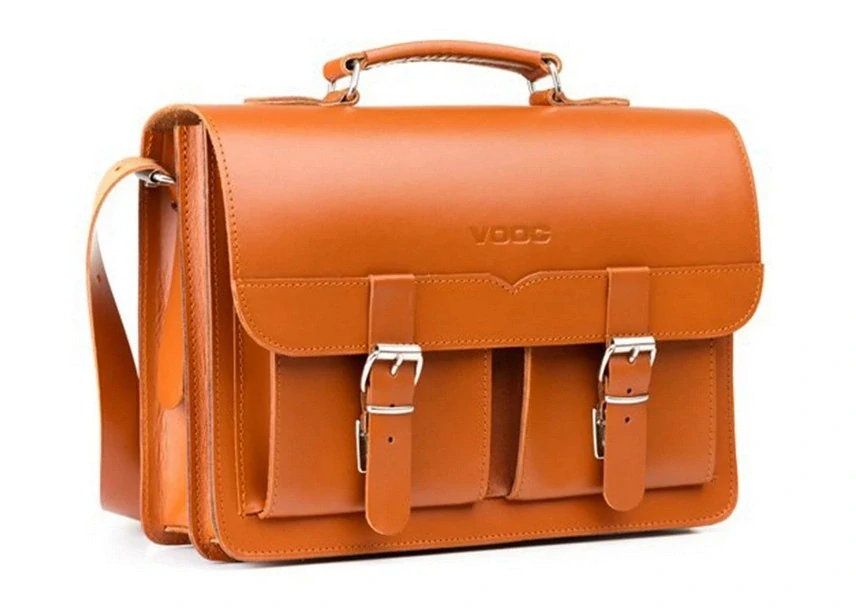 Kožená taška na notebook VOOC VINTAGE P112 unisex cognac TOTÁLNÍ VÝPRODEJ