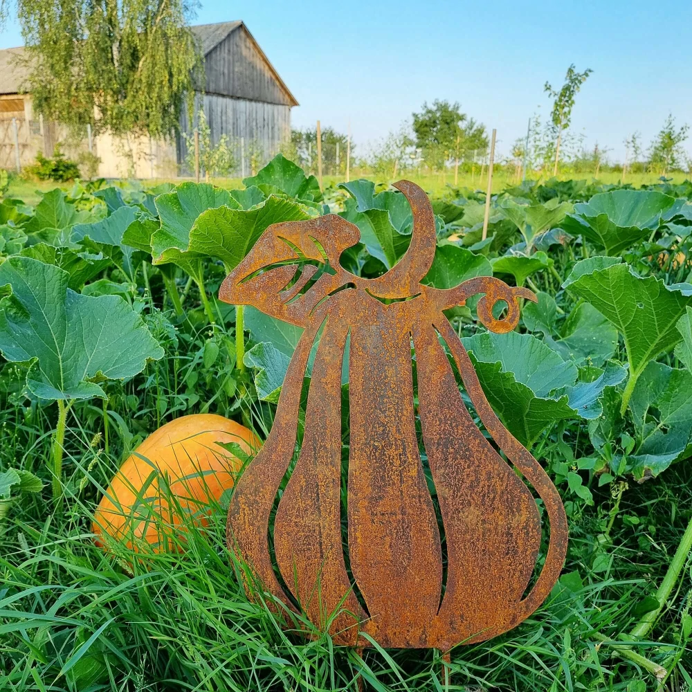 Zahradní kovová dekorace rezavá Dýně 1