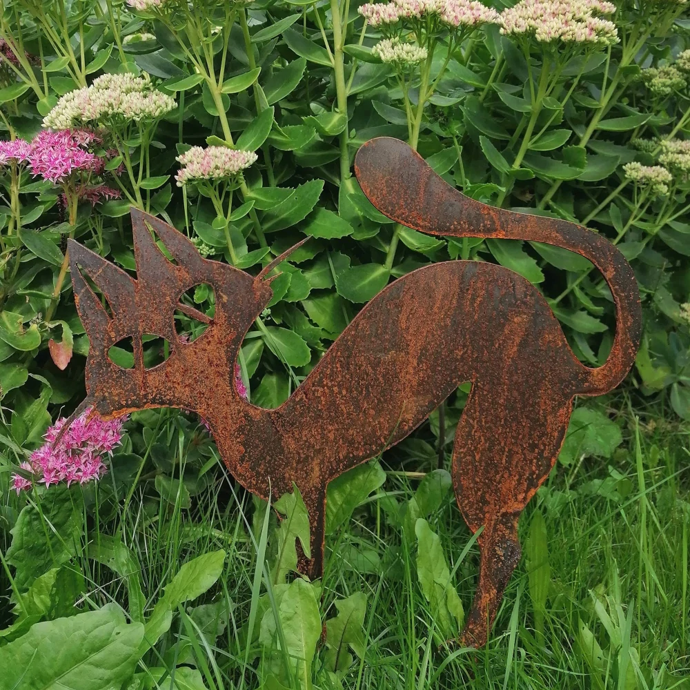 Zahradní kovová dekorace rezavá Kočka 3