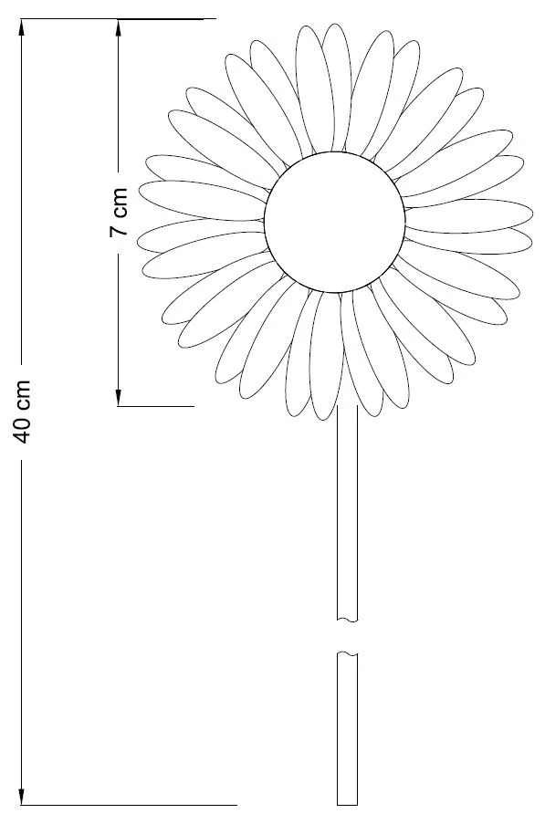 Zahradní kovový zápich corten 3D Sedmikráska 40 cm