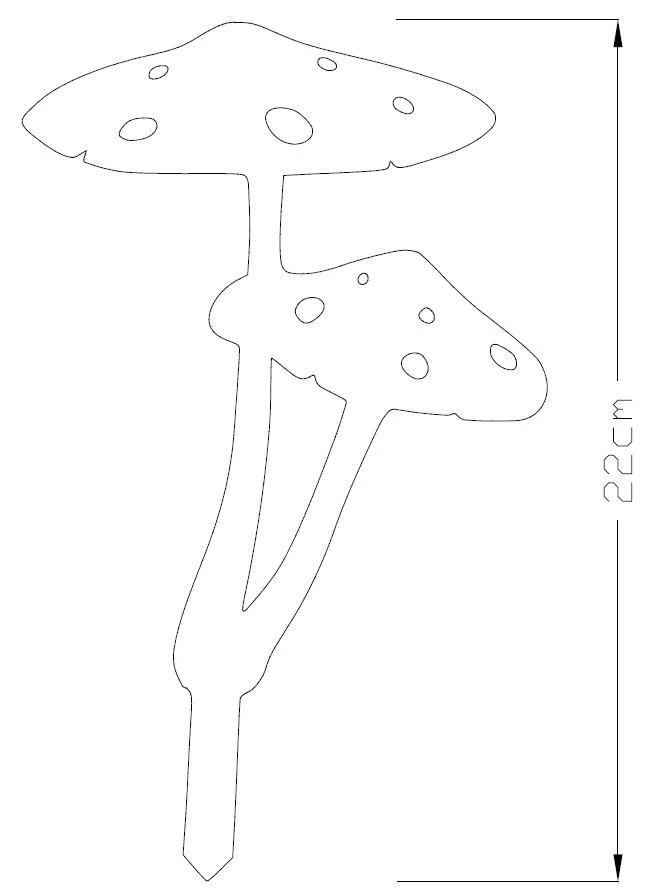 Zahradní kovová dekorace corten Mochomůrka rezavá 22 cm