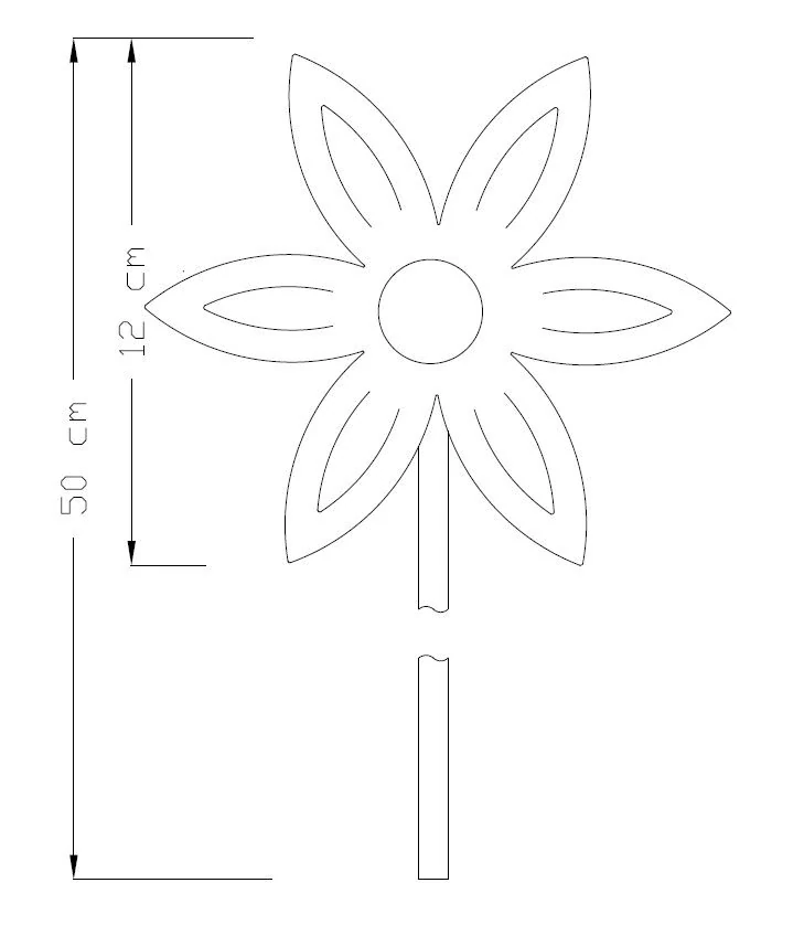 Kovový zahradní zápich corten 3D Květina rezavá 50 cm