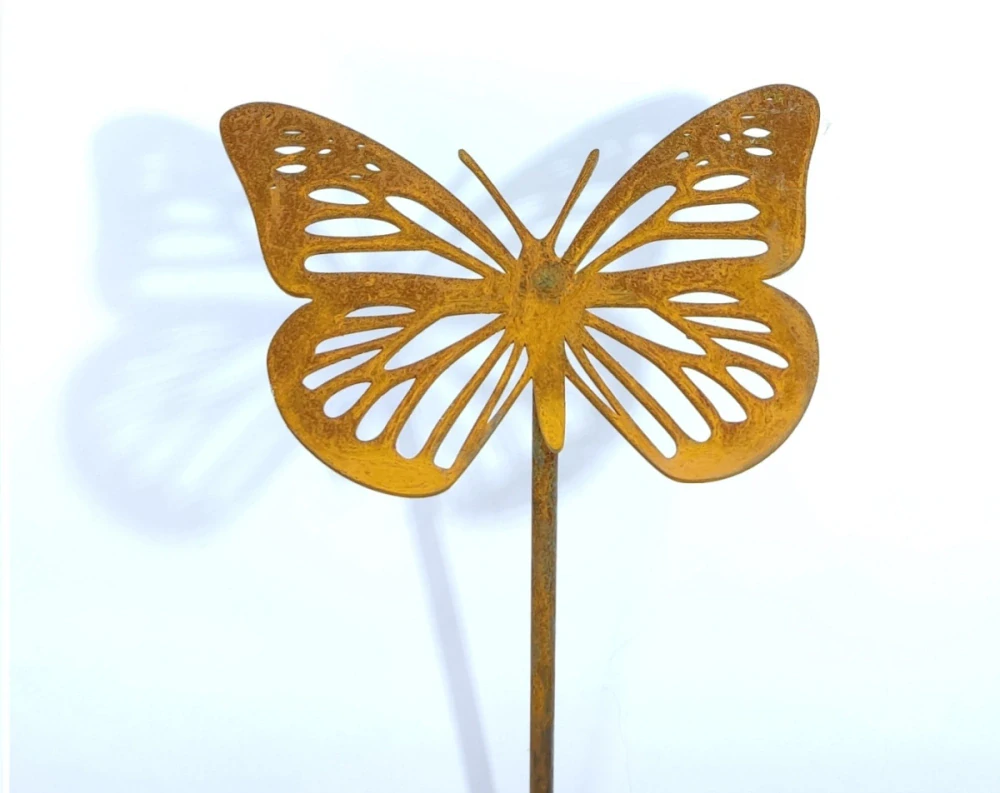 Zahradní kovový zápich corten Motýl rezavý 50 cm