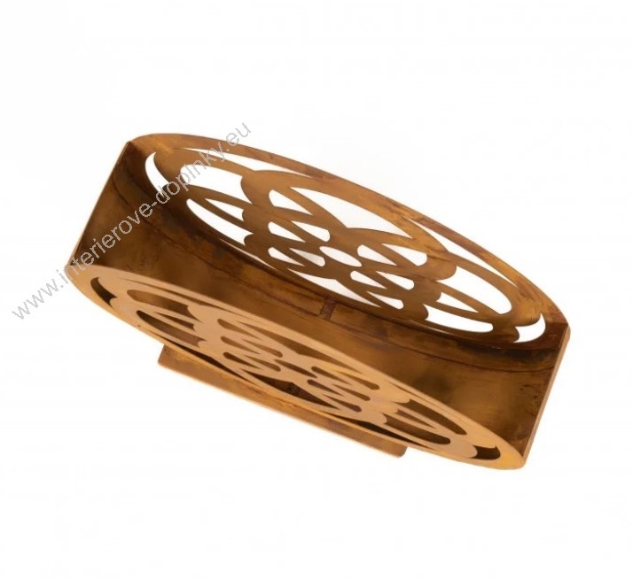 Kovová lucerna na svíčku Boho rezavá průměr 40 cm VÝPRODEJ