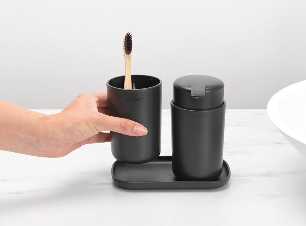 Brabantia Umyvadlová sada, 3ks, tmavě šedá