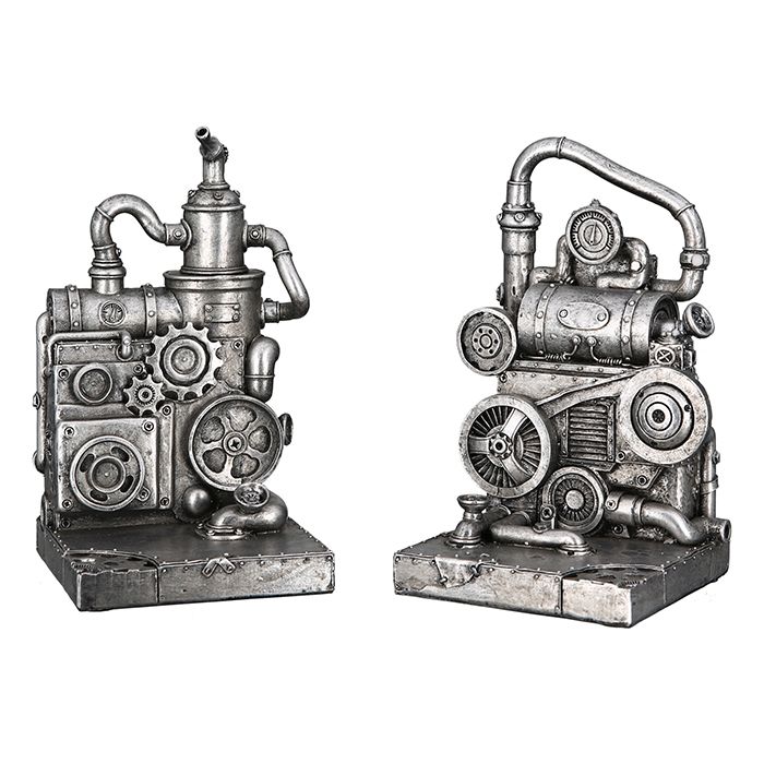 Zarážka na knihy Steampunk Stroj SET/2ks VÝPRODEJ