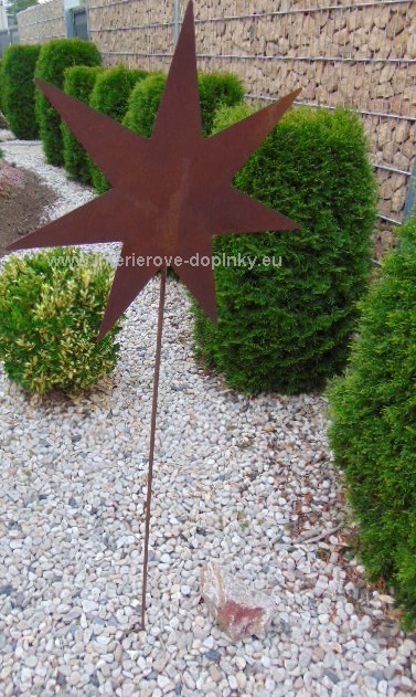 Kovový zahradní zápich hvězda velká rezavá 138 cm VÝPRODEJ