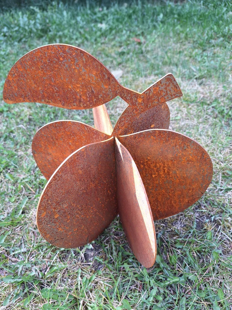 Kovová zahradní dekorace Jablko 3D malé 35 cm corten