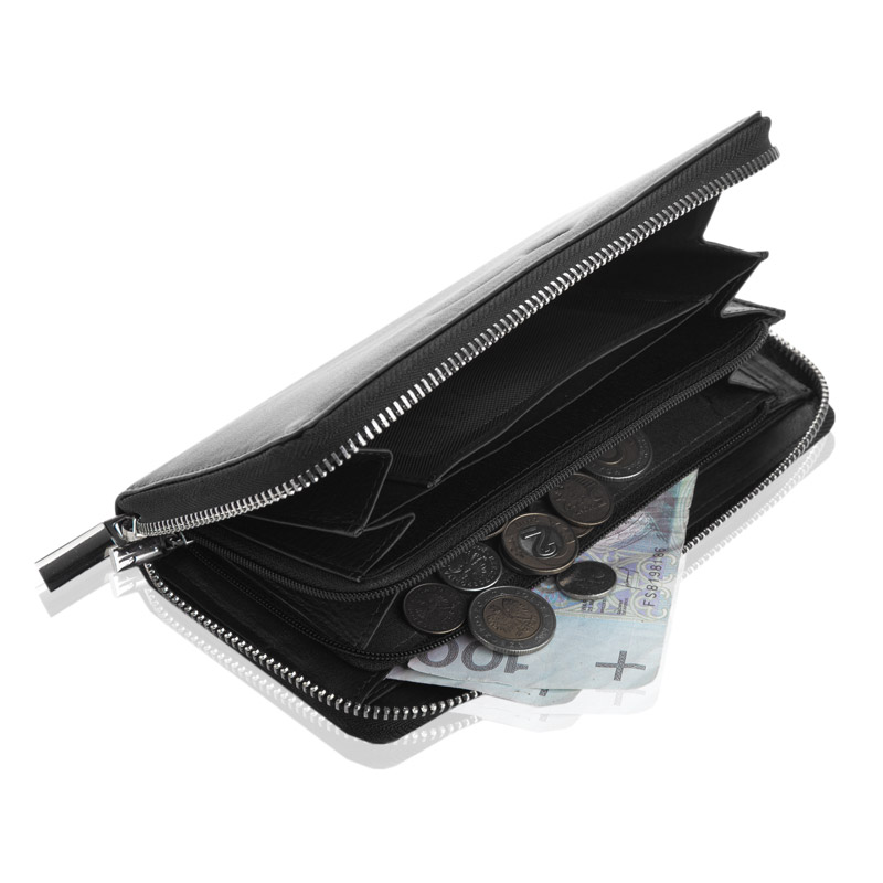 Dámská kožená peněženka s RFID červená na zip Betlewski Softly TOTÁLNÍ VÝPRODEJ