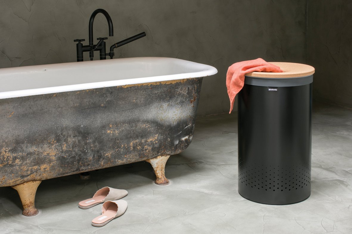 Brabantia Koš na prádlo 60L černý, korkové víko