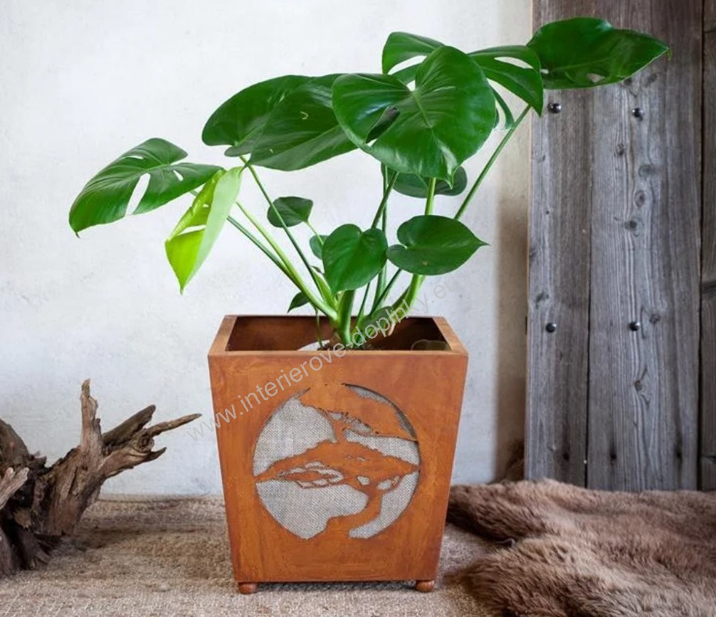 Kovový květináč Bonsai rezavý 32 x 32 cm