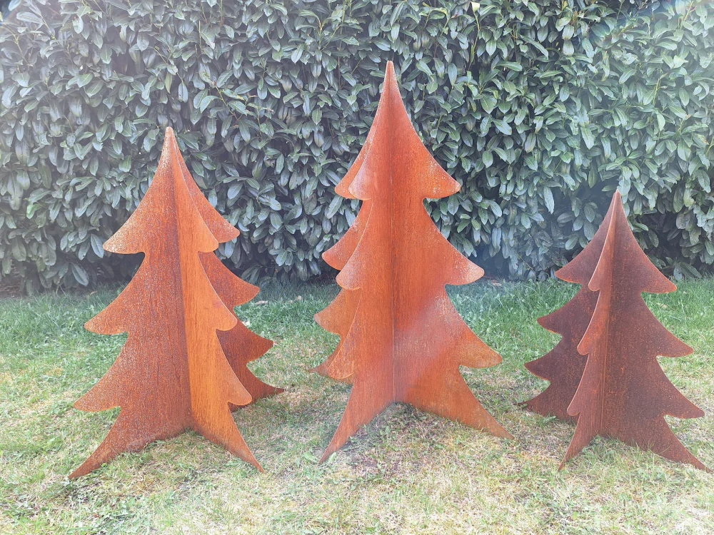 Kovová zahradní dekorace Stromek 3D menší 70 cm corten