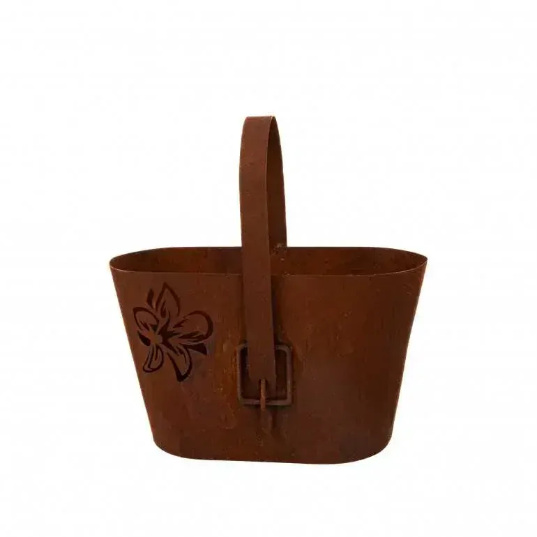 Kovová dekorace na zahradní a domácí květiny rezavá