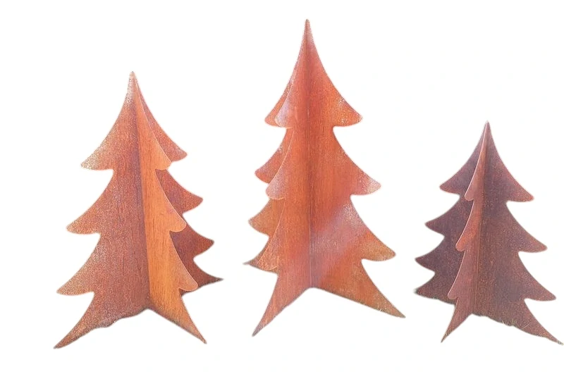 Kovová zahradní dekorace Stromek 3D menší 70 cm corten