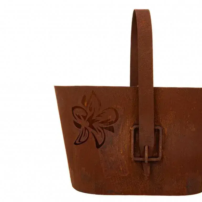 Kovová dekorace na zahradní a domácí květiny rezavá