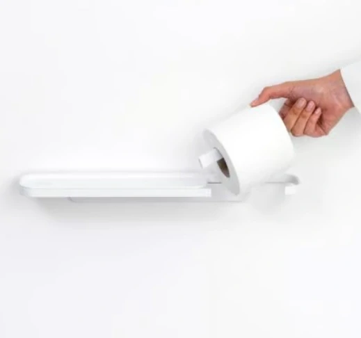 Brabantia MindSet držák toaletního papíru s poličkou, minerální svěží bílá