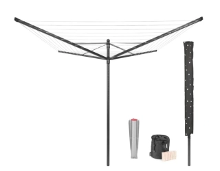 Brabantia Zahradní sušák LIFT O-Matic 50m antracitový (stojan, kryt, vak, kolíčky)