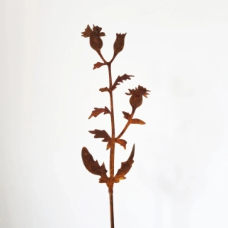 Zahradní kovový zápich rezavý Bodlák 116 cm