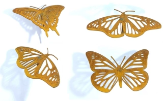 Zahradní nástěnná dekorace rezavá Motýli sada 10 ks