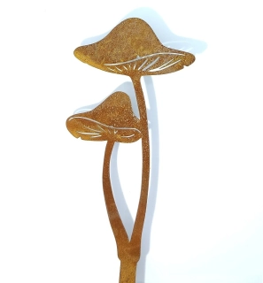 Zahradní kovová dekorace corten Houba rezavá 25 cm