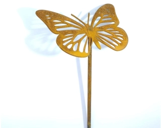 Zahradní kovový zápich corten Motýl rezavý 50 cm