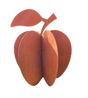 Kovová zahradní dekorace Jablko 3D střední 56 cm corten