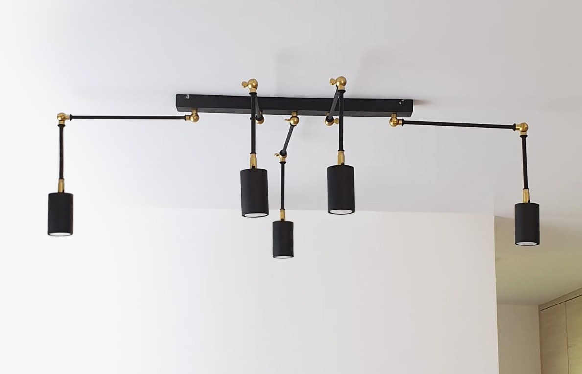 Stropní 5 bodové svítidlo Spectra 5P černé/mosaz